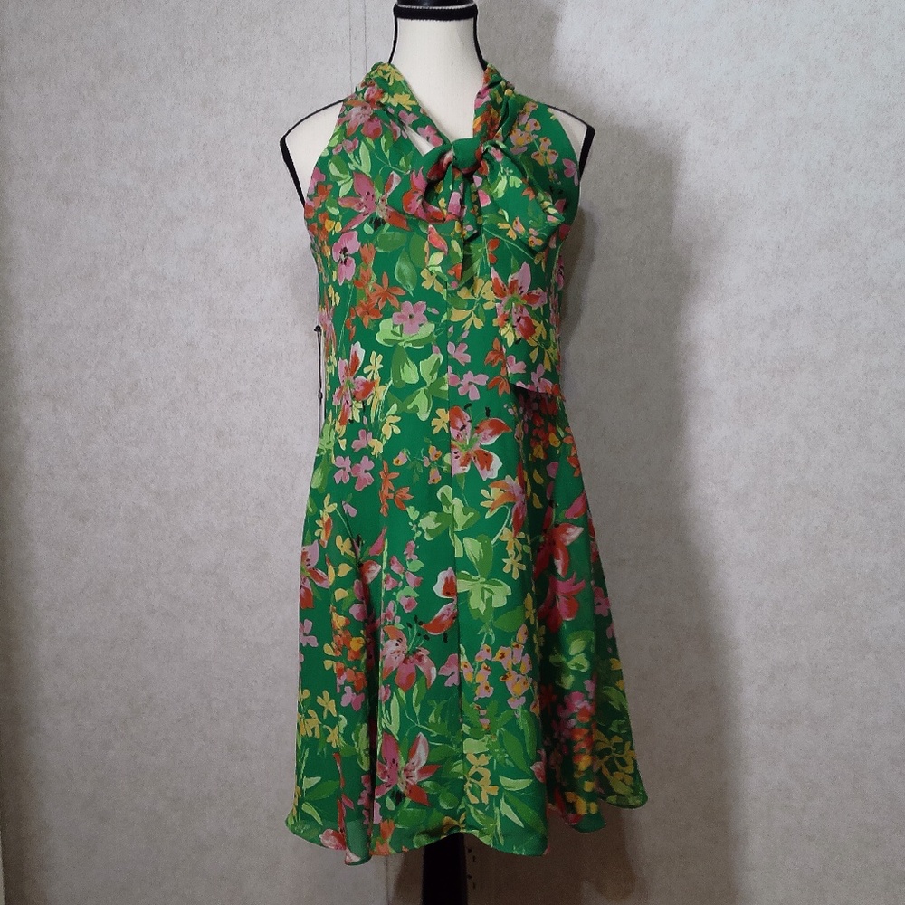 NWT Vince Camuto Green Floral Print Midi Dress w/ Lining Size 2